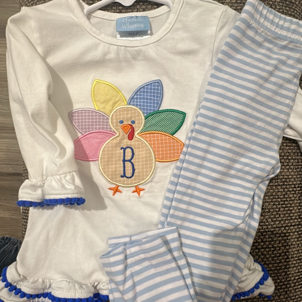 White Turkey Appliqué set 2t